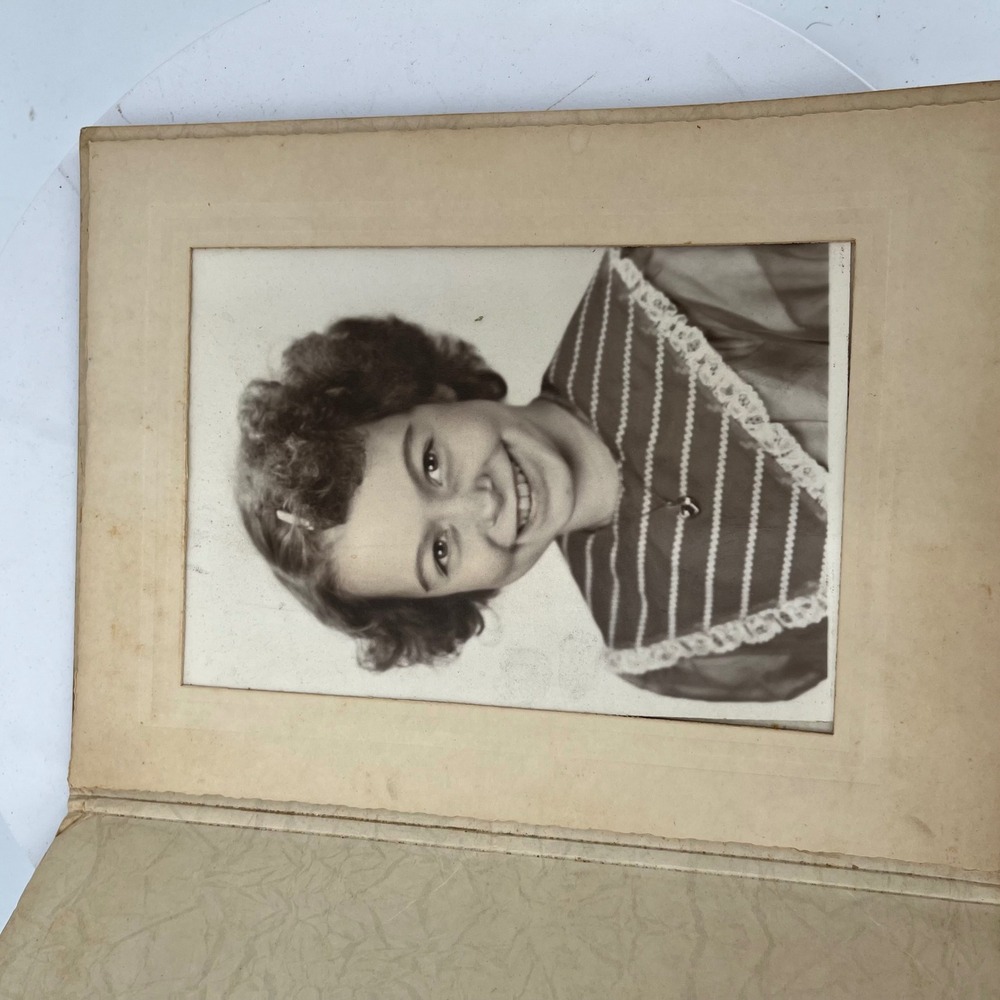 Vintage 1950s Girl School Portrait Photo 5x7 Burgundy Presentation Folder